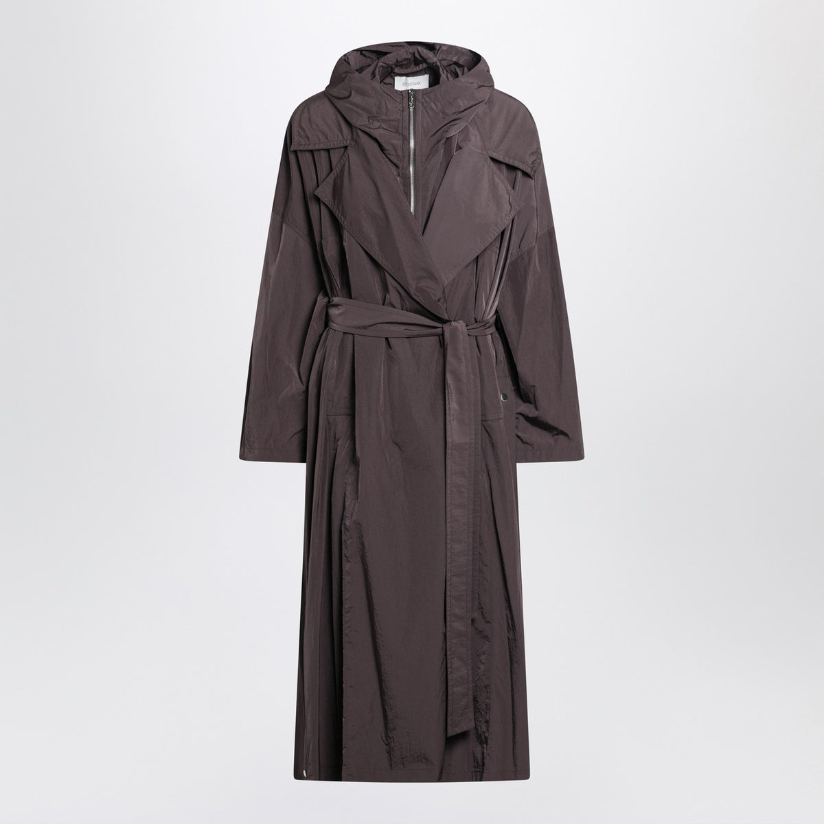 Sportmax スポーツマックス コーヒーカラー オーバーサイズ タフタ トレンチ コート - Image 4