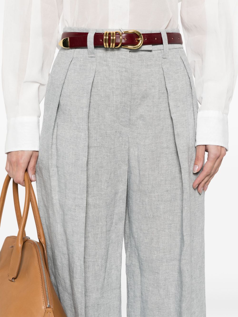 Brunello Cucinelli Linenワイドレッグズボン - Image 4
