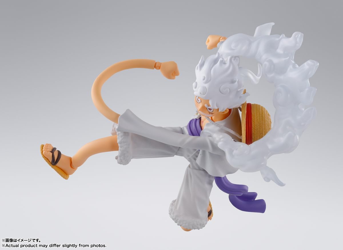 S.H. Figuarts One Piece Monkey D. Luffy Gear 5 - Approx. 6.1 inches (155 mm), PVC & ABS Pre-painted Action Figure