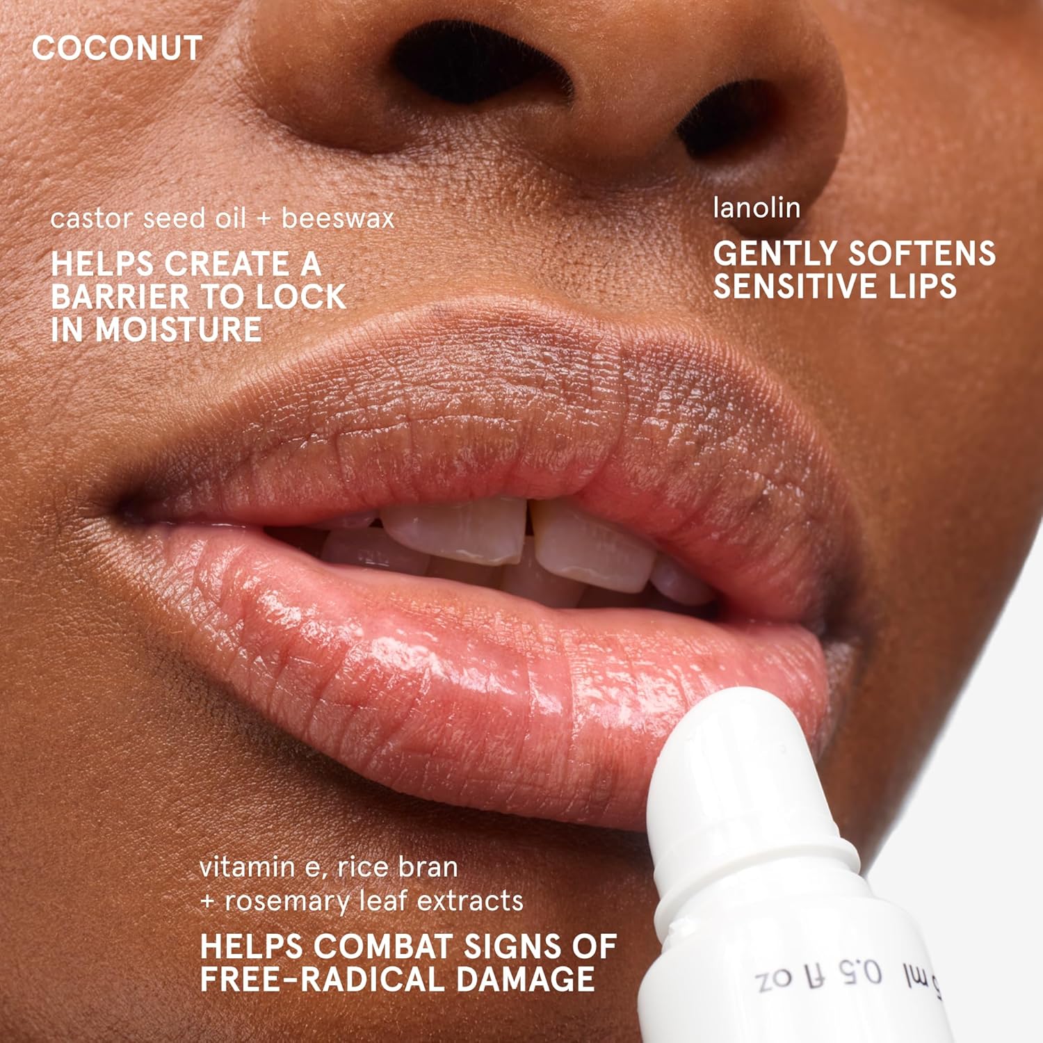 Glossier Balm Dotcom Hydrating Lip Balm - Universal Salve, Up to 12Hr Moisture - Lanolin, Beeswax & Castor Oil for Dry Lips, Cuticles & Skin - Coconut, Clear Untinted, 15ml