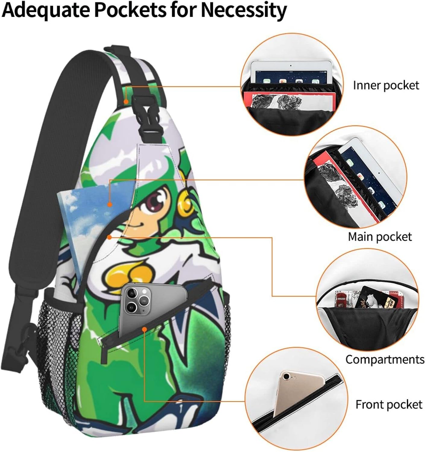 Gainare Tottori Shoulder Bag, Large Capacity, Shoulder Bag, Crossbody Bag, Work Commute, School, Travel, Events, Anime, Moe Goods, Multifunctional, Lightweight, Unisex, Gift, Sports, School Bag, Backpack Bag