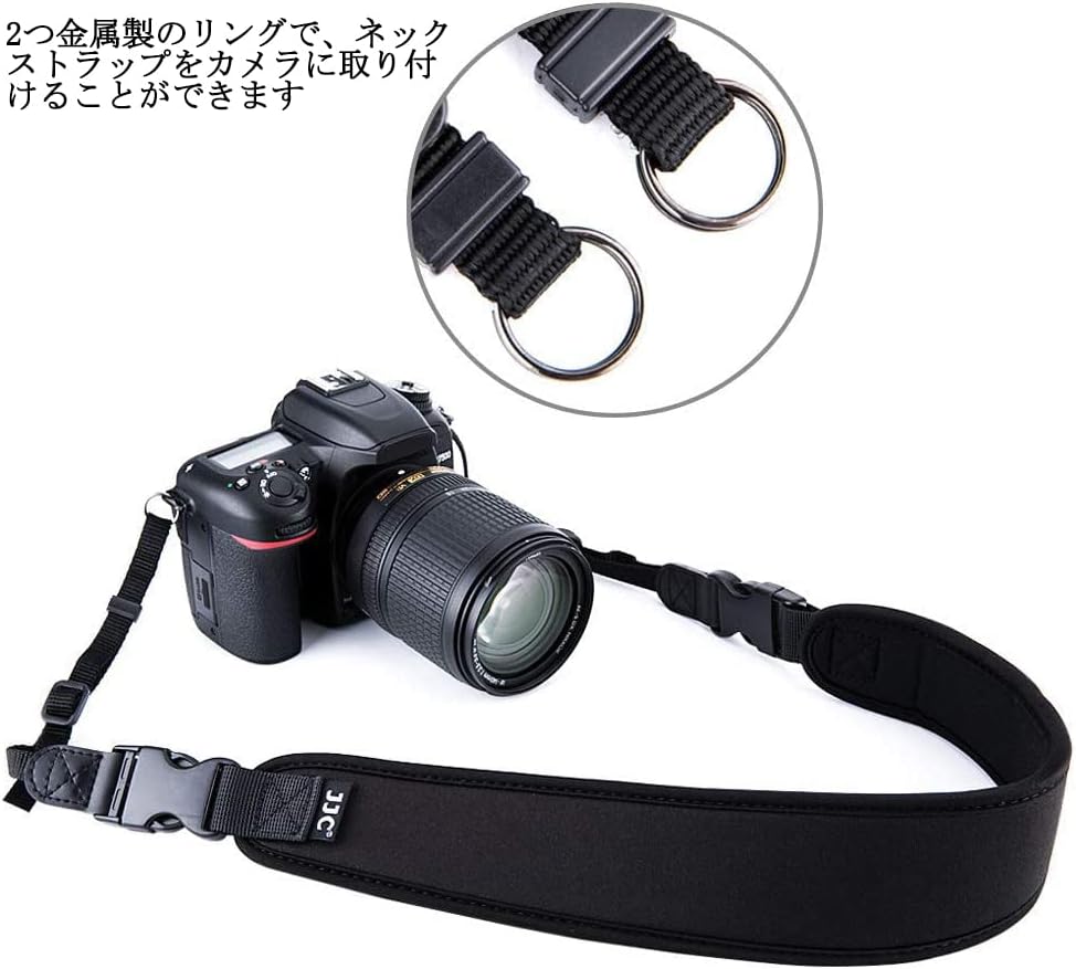[JJC] Neoprene Camera Strap Shoulder Strap Neck Strap Anti-Slip Adjustable Length for DSLR / Mirrorless Camera Compatible with Fujifilm X-T50 Canon R5 R6 R7 R RP 5D Mark IV 6D 7D Mark II 90D 80D 70D