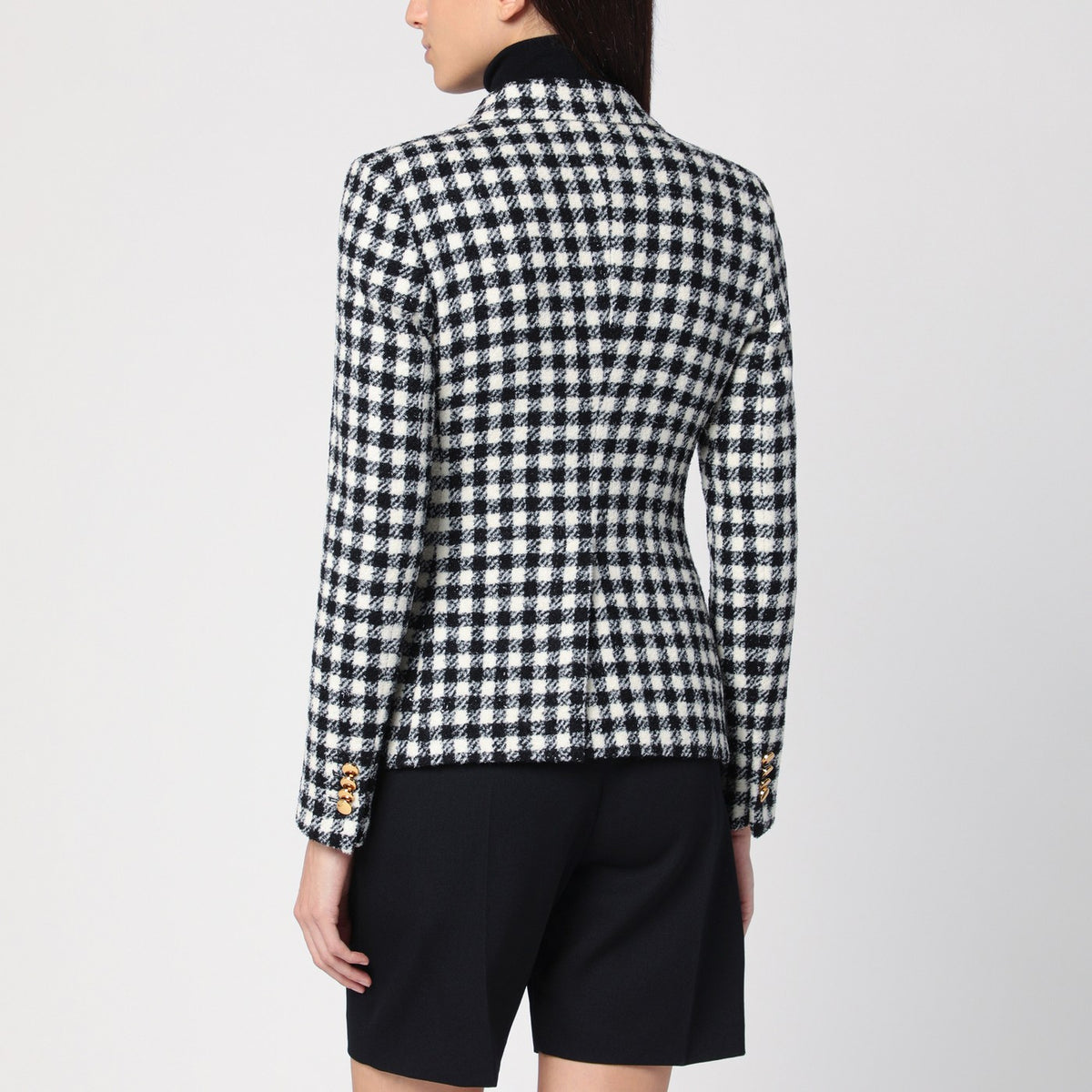 Tagliatore Tagliatore Black/White Double Bestoded Checked Jacket - Image 4