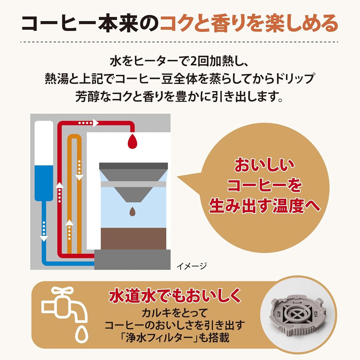 Zojirushi Mahobin EC-XA30-BA Coffee Maker, For 3 Cups, STAN. Drip Type, High Temperature Extract, Removable Water Tank, Gift, 2 Mugs, Black