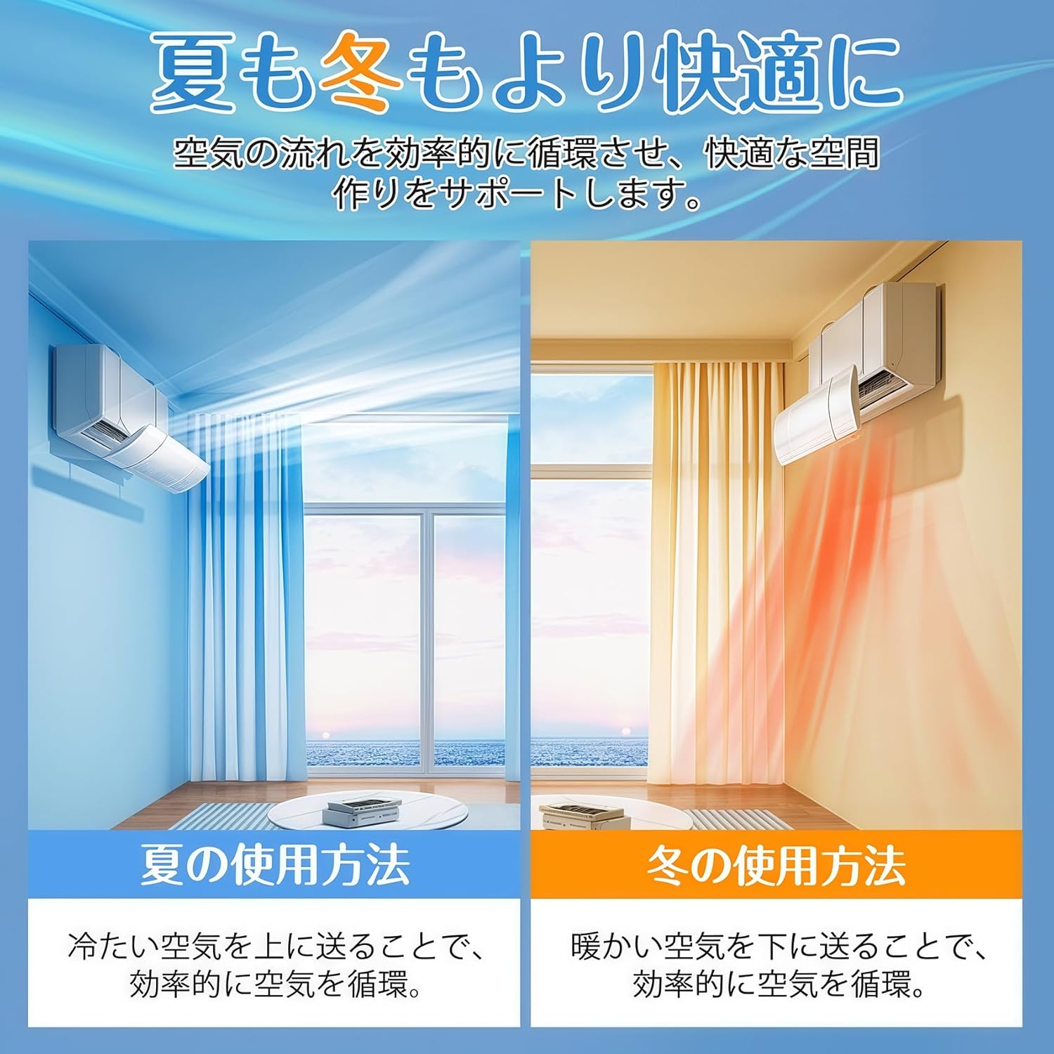 ANDWINT Air Conditioner Wind Cover, Telescopic, 20.5 - 35.8 inches (52 - 91 cm), Direct Wind Prevention, 180 ° Adjustable Wind Direction, Air Conditioner, Compatible with Wall Air Conditioning