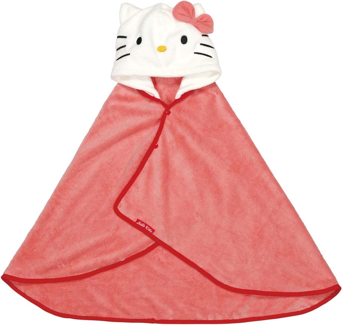 Skater BPO1-A Sanrio Water Absorption Quick-Drying Hooded Bath Poncho Hello Kitty Length 42.5 x Width 36.2 inches (108 x 92 cm)
