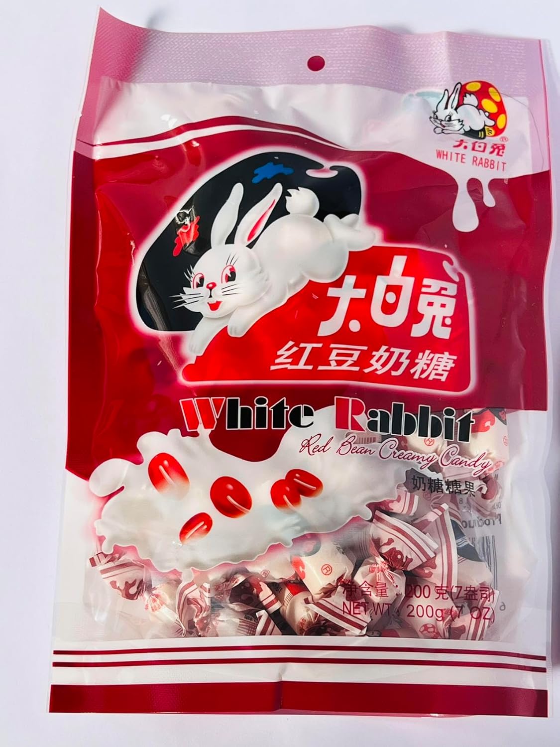 Large White Rabbit Milk Candy (Azuki Flavor), 7.1 oz (200 g), Large White Rabbit Red Bean Flavor, Soft Candy