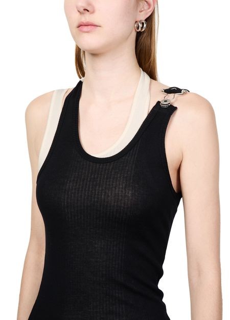 JEAN PAUL GAULTIER Cotton ribbeed twisted double layer sleeveless dress - Image 4
