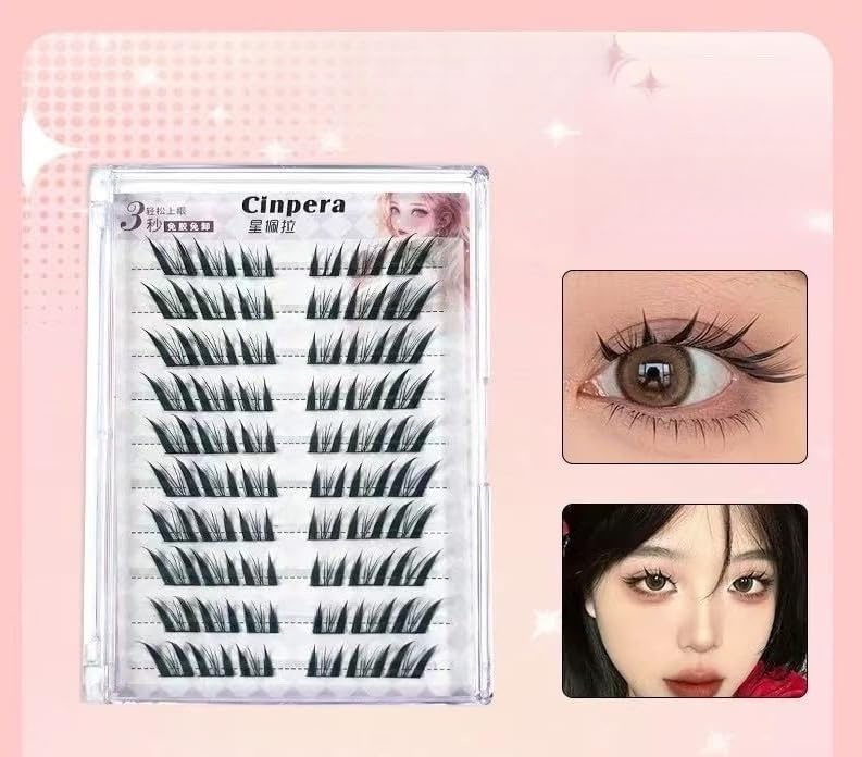 60 Pairs Large Capacity False Eyelashes, No Glue Required, Strong Adhesion, Cute, Three-Dimensional, Partial False Eyelashes with Glue, Bunchy, Popular, Beginner, Durable, Eye Makeup, Natural