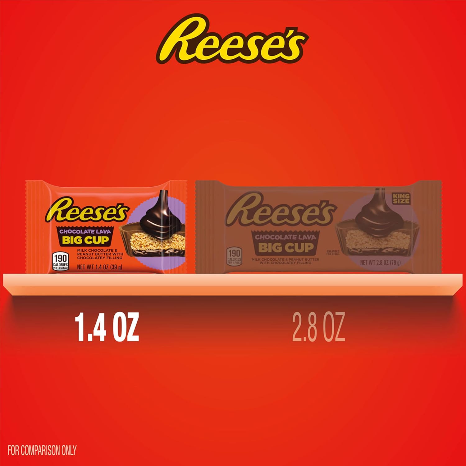 REESE'S Big Cup - Tazas de chocolate con leche de lava y mantequilla de maní, paquetes de dulces, 1.4 onzas (16 unidades)