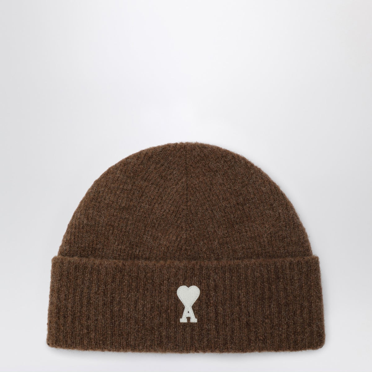 Ami Ami Paris Ami De Coeur Brown Wool Beanie - Image 4