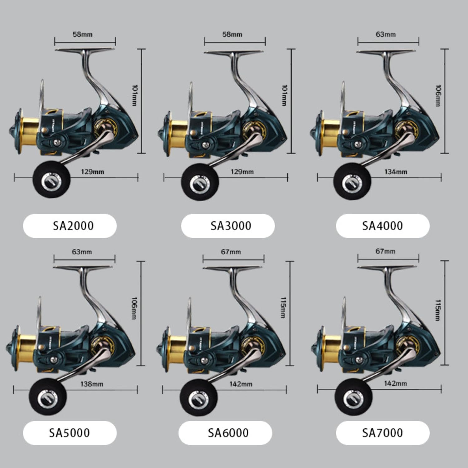 スピニングリール 2000番 3000番 4000番 5000番 6000番 7000番釣りリール フィッシング リール 釣り 遠投 ギア比5.2:1 最大ドラグ力15KG 海釣り 川釣り 湖釣り 防波堤 渓流釣り ハンドル左右交換 アウトドア 釣り具 釣り用品 [並行輸入品]