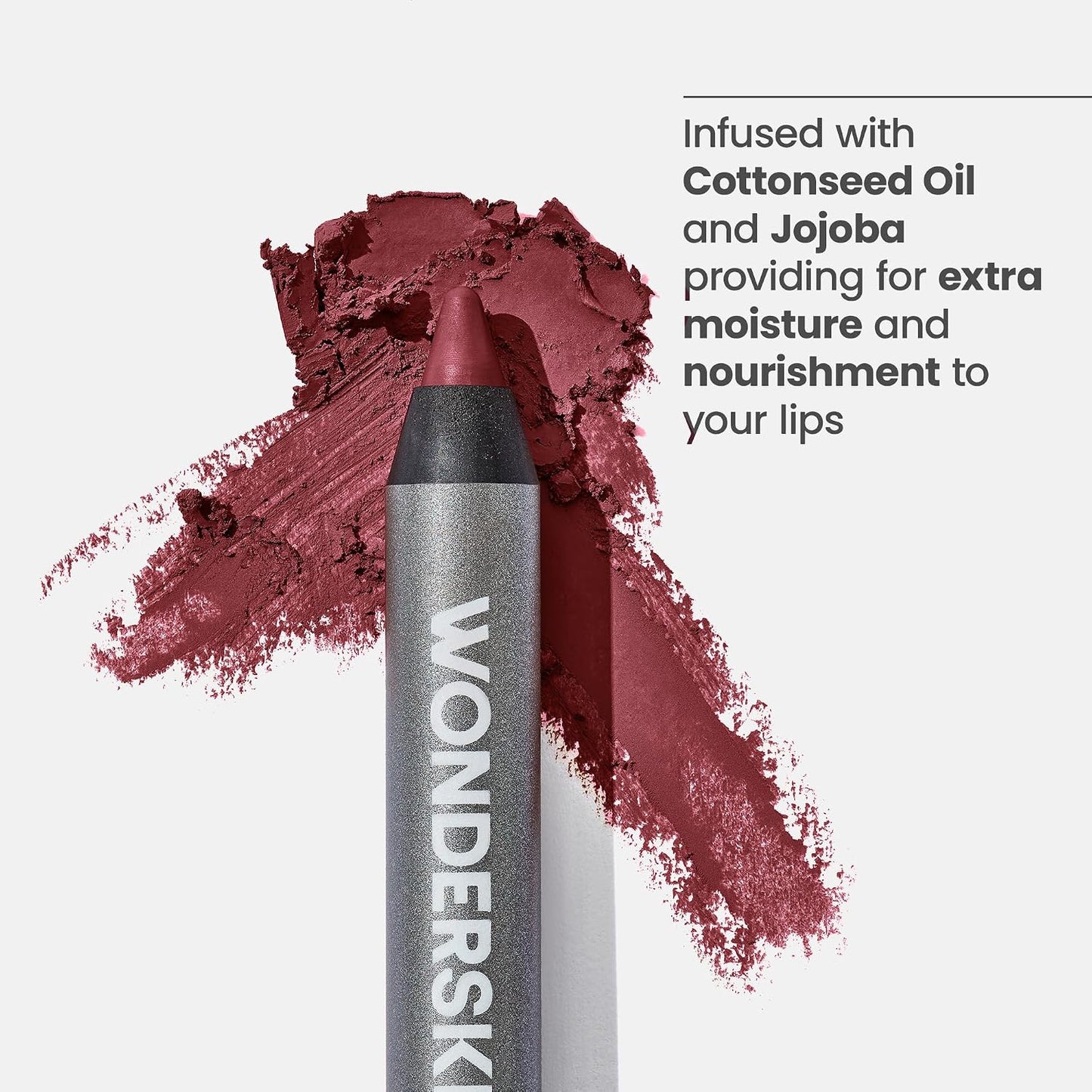 Wonderskin Lápiz delineador de labios - Delineador de labios contorneador 360, duradero, lápiz de labios afilable, impermeable y a prueba de transferencia, delineador de labios desnudo (Morado)