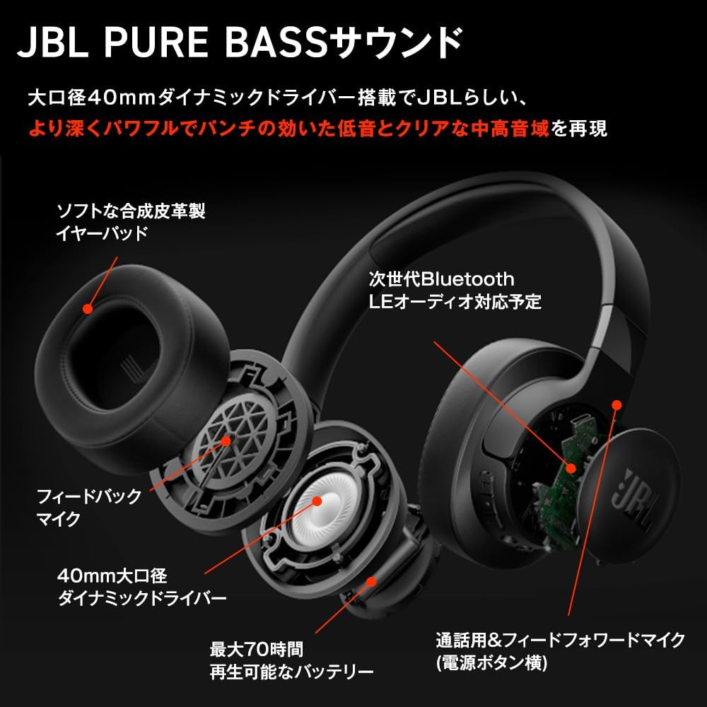 JBL Tune 770NC Wireless Headphones Over-ear Noise Cancelling App Compatible Multipoint 40mm Driver (Blue)