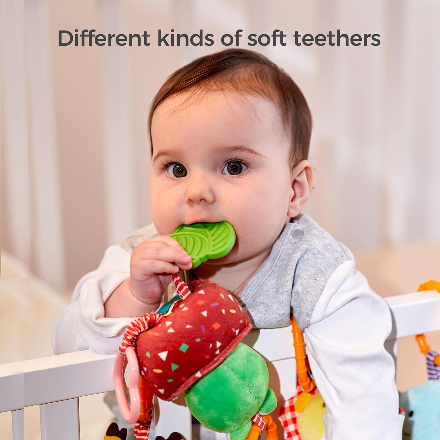 TUMAMA Baby Toys 0/3/6/9/12 Months Hand Bell Baby Rattle Soft Plush Early Development Stroller Toy Toddler Newborn Birthday Gift Pack of 4