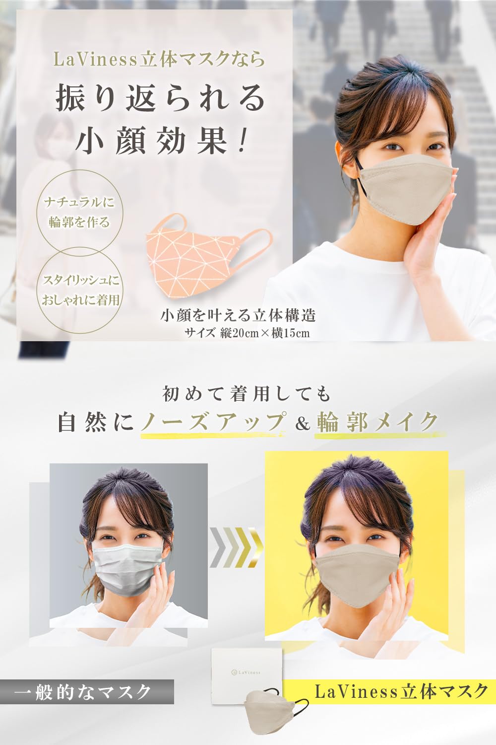 LaViness Sculpted Masks, Non-Woven Fabric, Made in Japan, 30 Masks, Disposable Industrial Masks