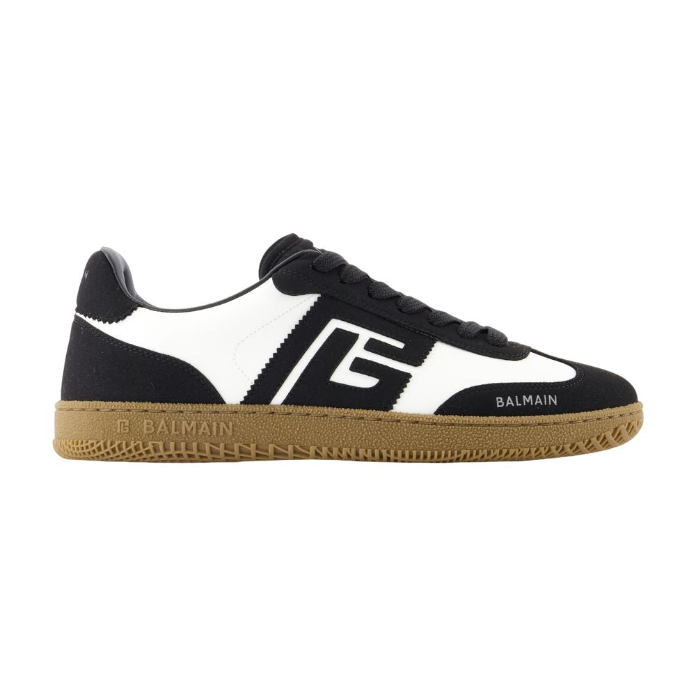 Balmain 白鳥のスニーカーバルメインレザーブラック - Image 4
