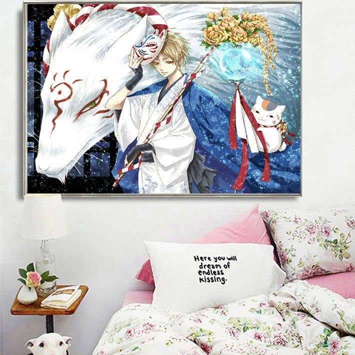 Xmmxqiao Diamond Art, Natsume's Book of Friends Anime, 5D Diamond Art Kit, All Over Application Type, Bead Art, DIY Craft Kit, 20.9 x 15.7 inches (50 x 40 cm)