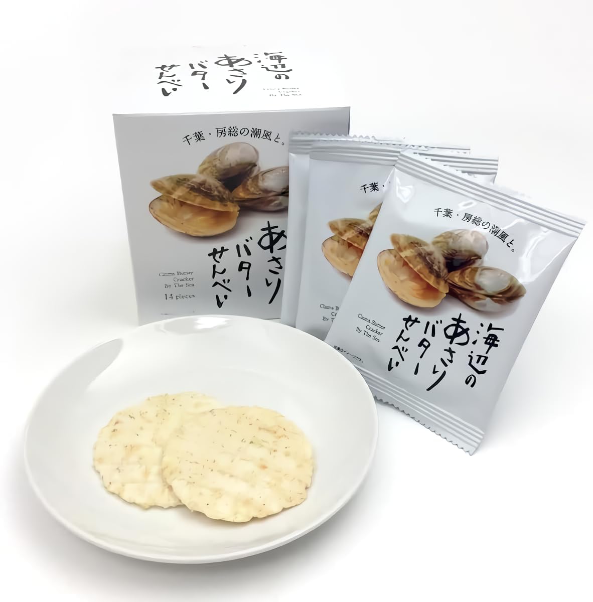 Seaside Osahi Butter Senbe, Chiba Souvenir, 1 Box, 16 Pieces, Made in Japan, Kneaded in Dough