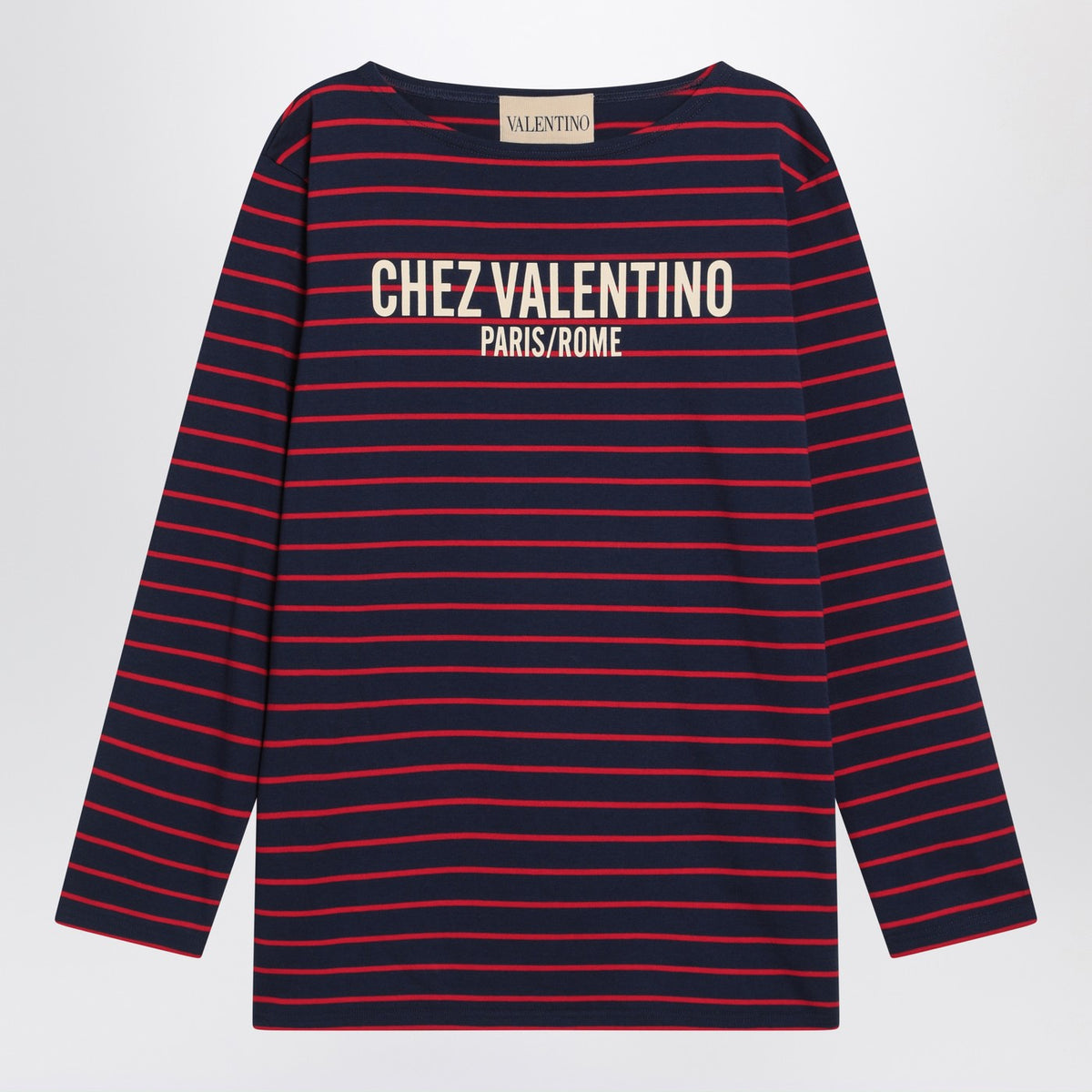 Valentino バレンティーノによる赤い縞模様のバレンティーノブルーTシャツ - Image 4