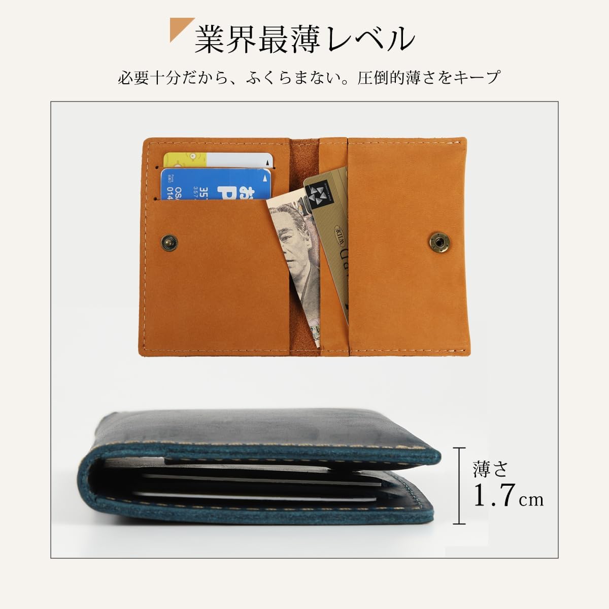 Kameto Bag Manufacturing Men's Credit Card Case, Genuine Leather, Card Slot, Thin, green