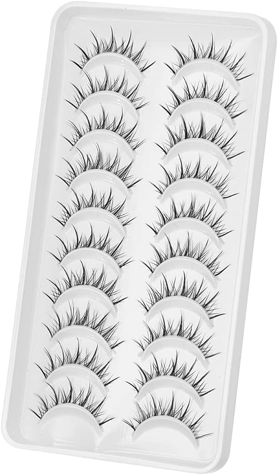 10 Pairs Pack Cartoon False Eyelashes Natural Looking Anime False Eyelashes Fluffy Fake Mink Cosplay False Eyelashes Korea Japan Asian False Eyelashes Masquerade Party Eye Makeup False Eyelashes (Y14)