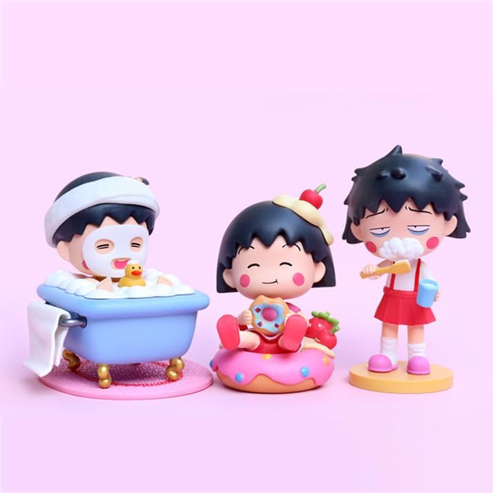 ちびまる子ちゃん PVCフィギュア 5.5-9.9cm 6個パック 車用オーナメント 装飾用 塗装済み 完成品 誕生日 [並行輸入品]