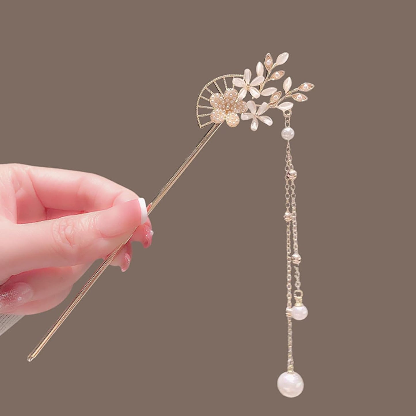 EZ PEACH Cherry Blossom Flower Pearl Hairpin Hair Clip Bangs Hair Closure Kimono Kimono Hair Accessory (Flower 02)