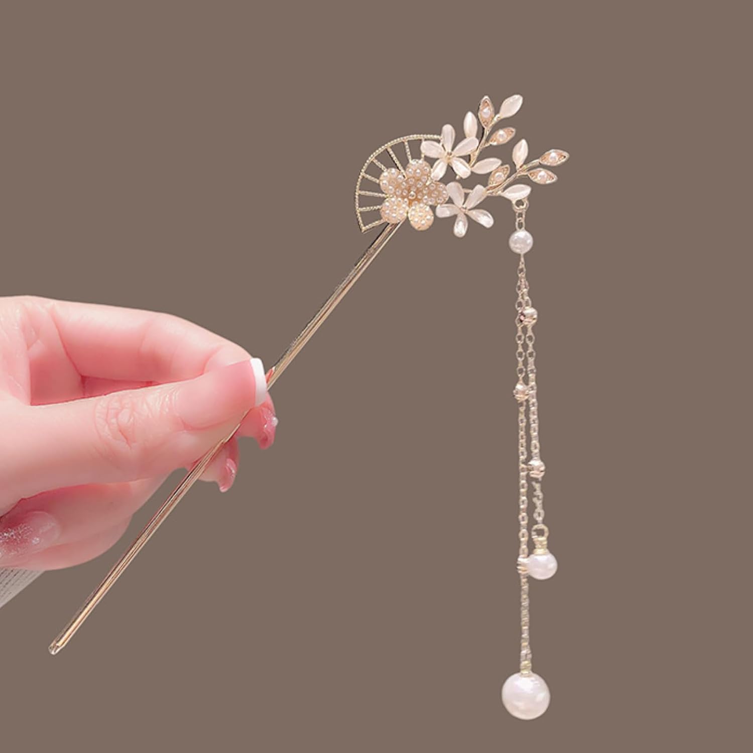 EZ PEACH Cherry Blossom Flower Pearl Hairpin Hair Clip Bangs Hair Closure Kimono Kimono Hair Accessory (Flower 02)