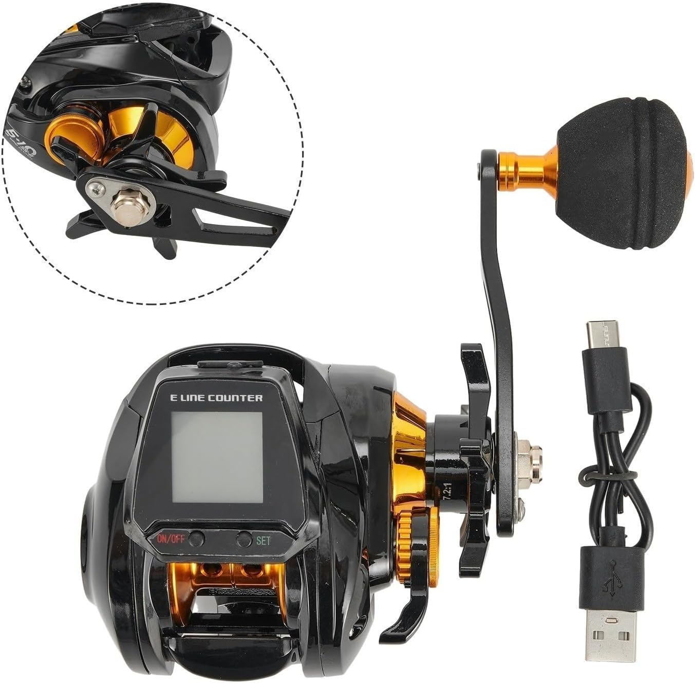 Digital Fishing Baitcasting Reel Precise Line Counter 6.3:1 Large Display Baitcasting Fishing Reel - Right Handed Aluminum Alloy Line Counter Magnetic Brake