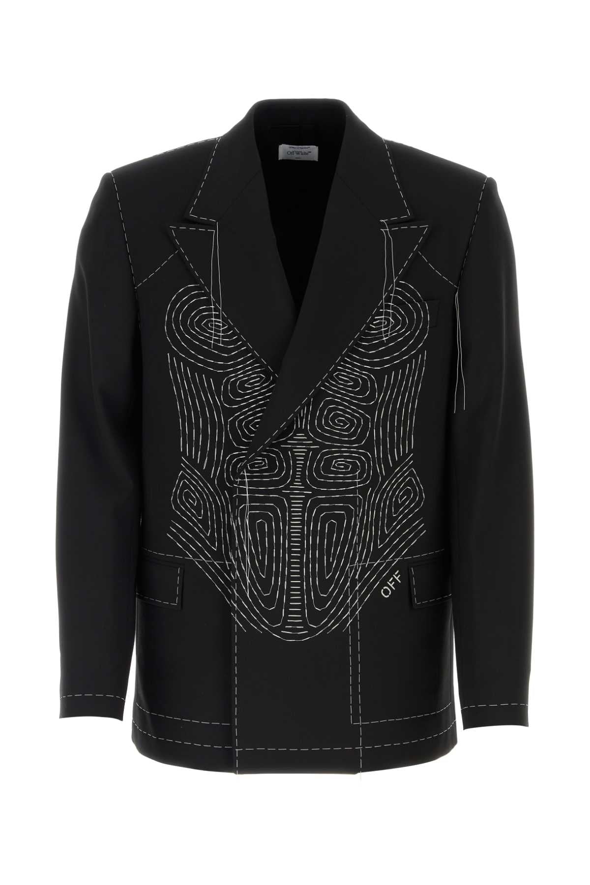 Off Off White Black Stretch Polyester Blend Blazer - Image 4