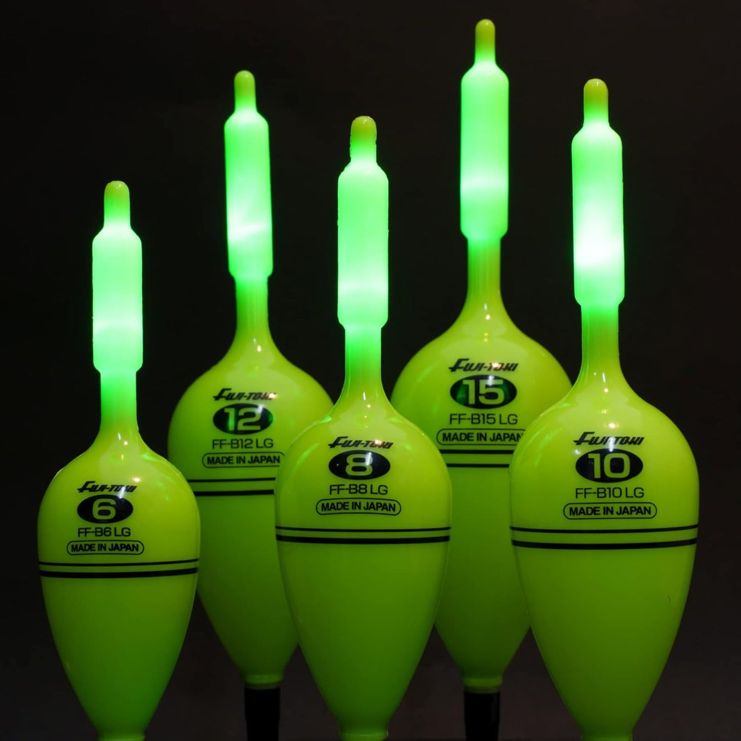 Fuji-Toki Electric Lamp FF-B6LG - FF-B15LG [Compatible Sinker: No. 6 - 15] Super Bright Green LED, Made in Japan