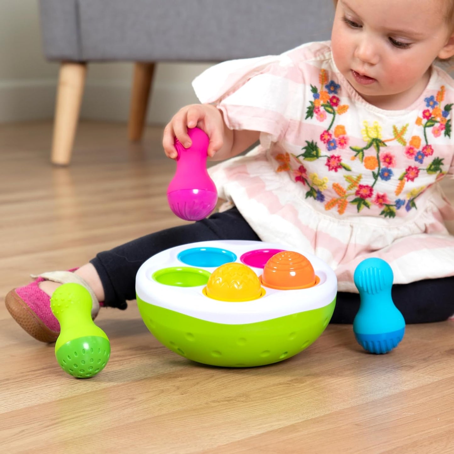 Fat Brain Toys (ファットブレイン) Baby Toy Spinny Pins Wobble Match Colors [Authentic] FA248-1