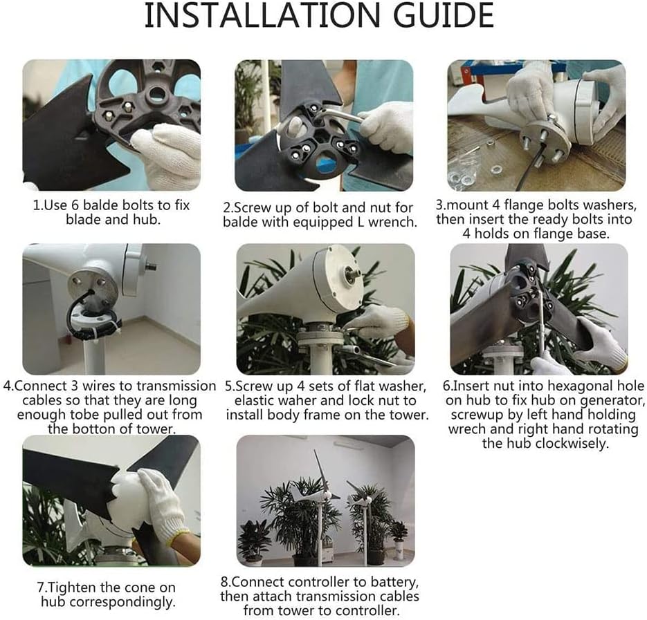 風力タービン、風力発電機 風力発電機 風力発電機 コントローラー付き 風力タービンブレード、24V (12V)
