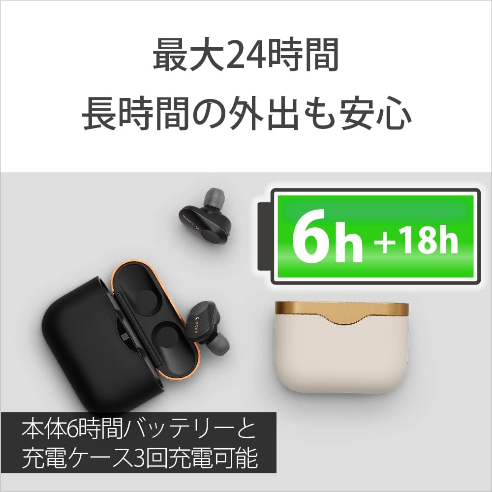 Sony WF-1000XM3 Wireless Noise Cancelling Earbuds, Fully Wireless, Alexa, Bluetooth, High Resolution Equivalent, Up to 6 Hours of Continuous Playback, 2019 Model / Microphone Included, 360