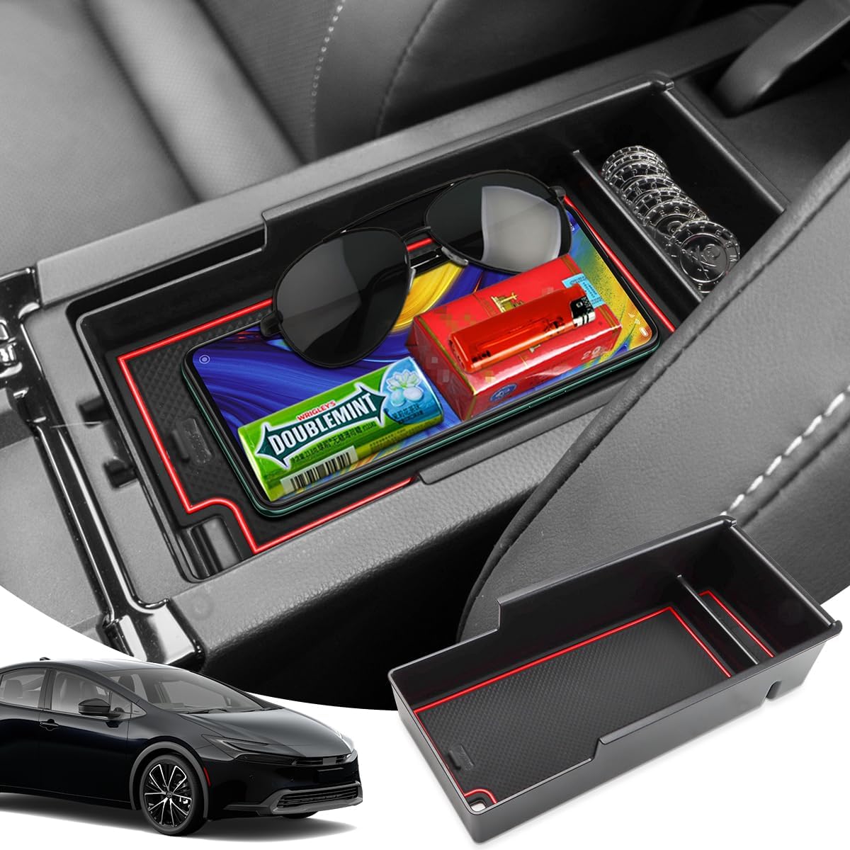 Marchfa (Toyota Prius 60 Series/65 Series) Console Tray Center Console MXWH60-AHXHB MXWH60-AHXHB 2023.1~ Prius PHEV 2023.3~ ABS Material Charging USB Function Interior Parts Red (Red)