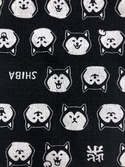 Handmade Workshop FUJITA Drawstring Bag, Lined, Japanese Pattern, Shark Skin Crest x Black, Made in Japan, Misu Book Bag