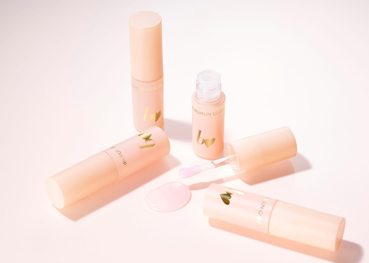 b idol Chururun Gloss 01 Nude Skin, 0.1 oz (2.5 g), Lip Gloss, Clear, Skin Care, Plump, Shiny, Moisturizing, Beauty Ingredient