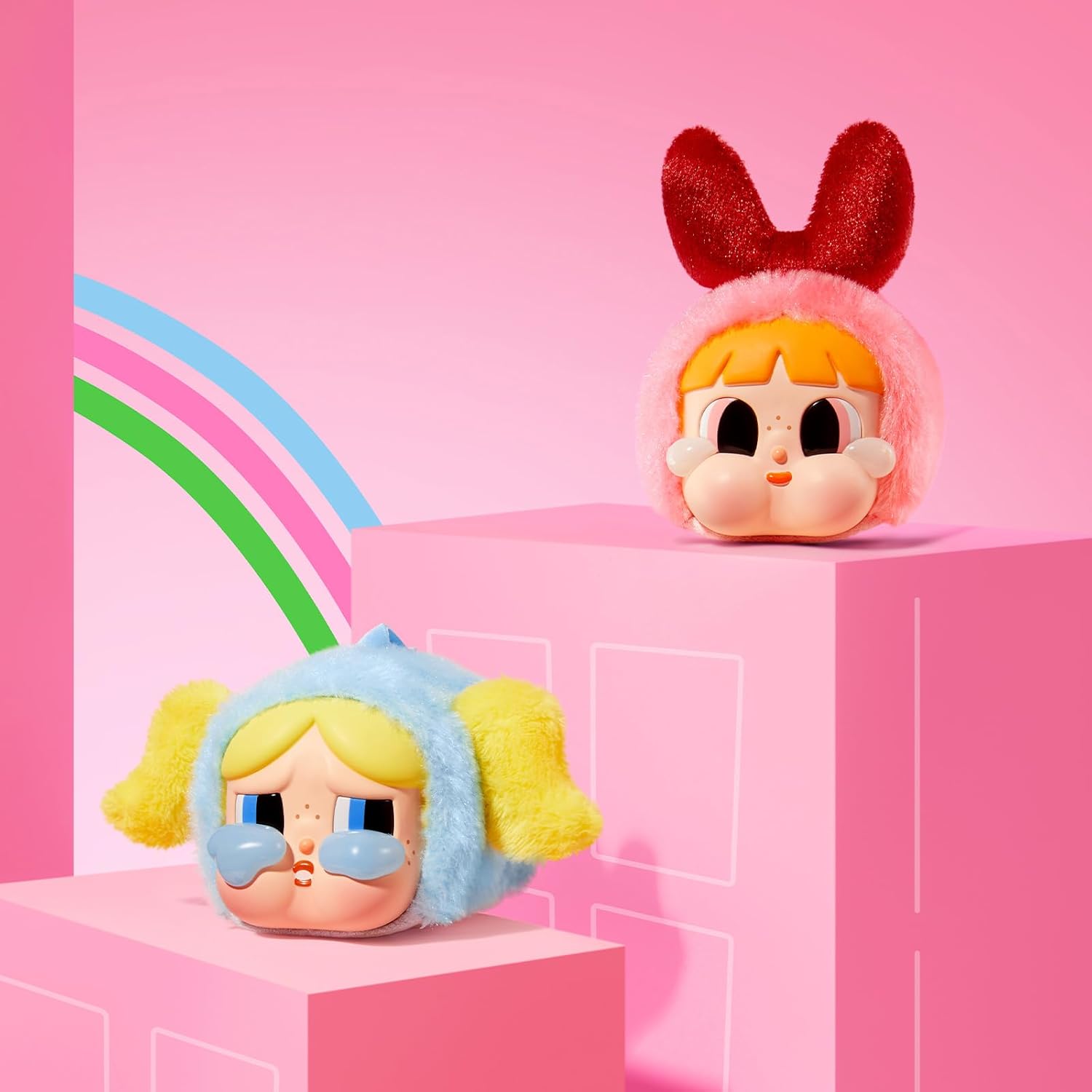 POP MART Crybaby x Powerpuff Girls Series - Vinyl Face Plush Blind Box Figure, Crybaby Blind Box Figure, Random Design Action Figure, Collectible Toy, Home Decoration, Single Box