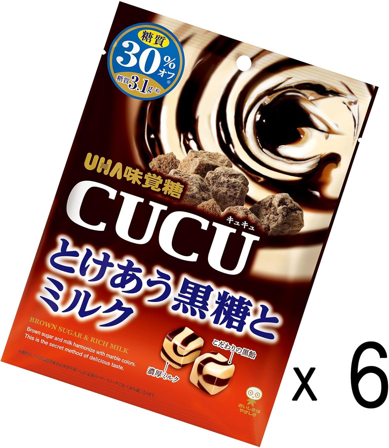 Flavored Sugar CUCU Tokeao Brown Sugar and Milk, 2.8 oz (80 g) x 6 Bags