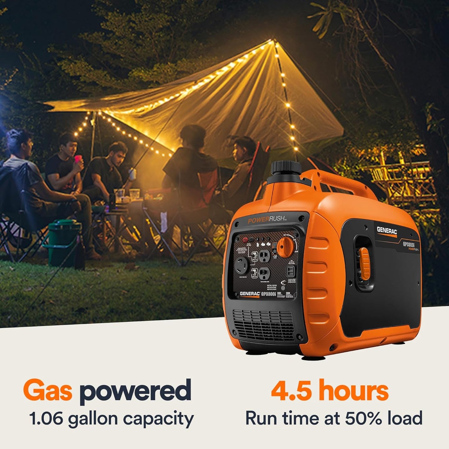 Generac 7153 GP3300i 3300-Watt Portable Generator, Orange/Black