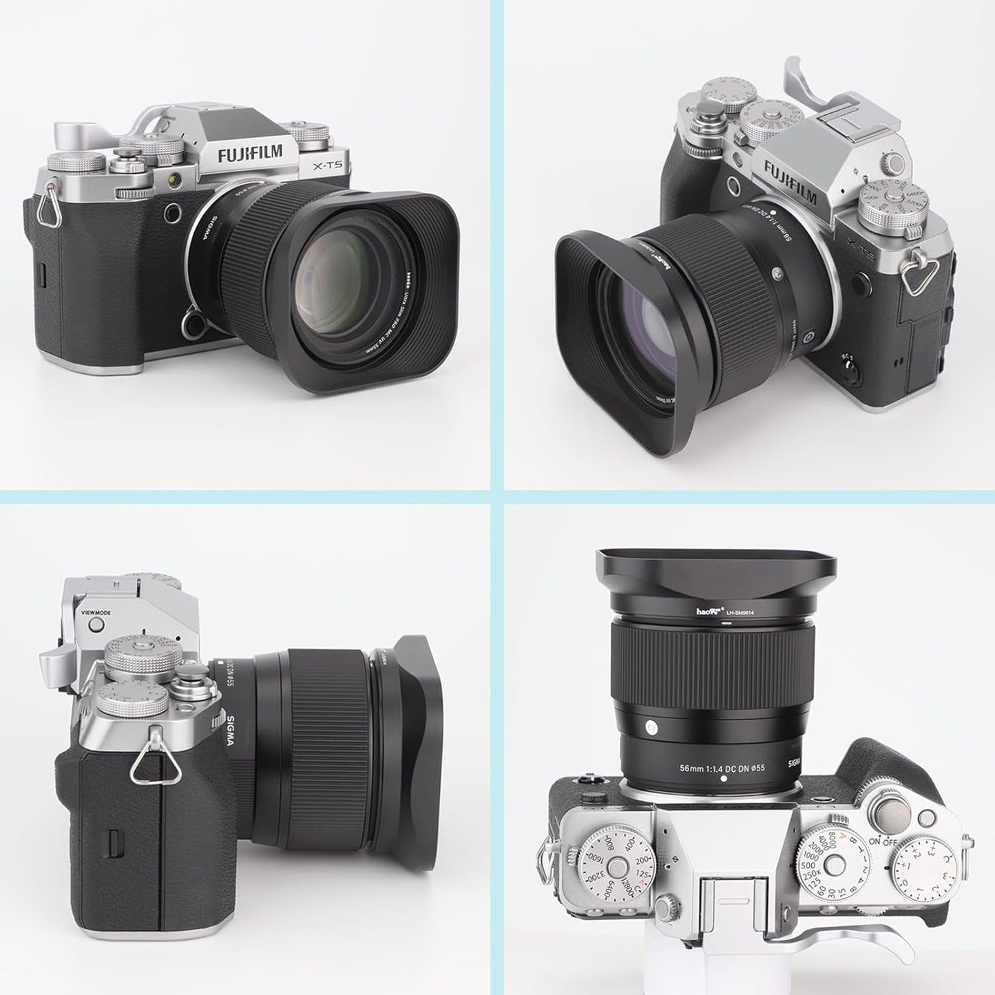 Haoge Bayonet Square Metal Lens Hood for Sigma 56mm F1.4, 18-50mm F2.8 DC DN | For Contemporary Lenses, LH-SM5614