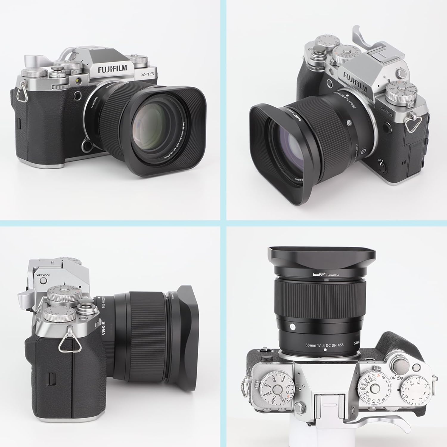 Haoge Bayonet Square Metal Lens Hood for Sigma 56mm F1.4, 18-50mm F2.8 DC DN | For Contemporary Lenses, LH-SM5614