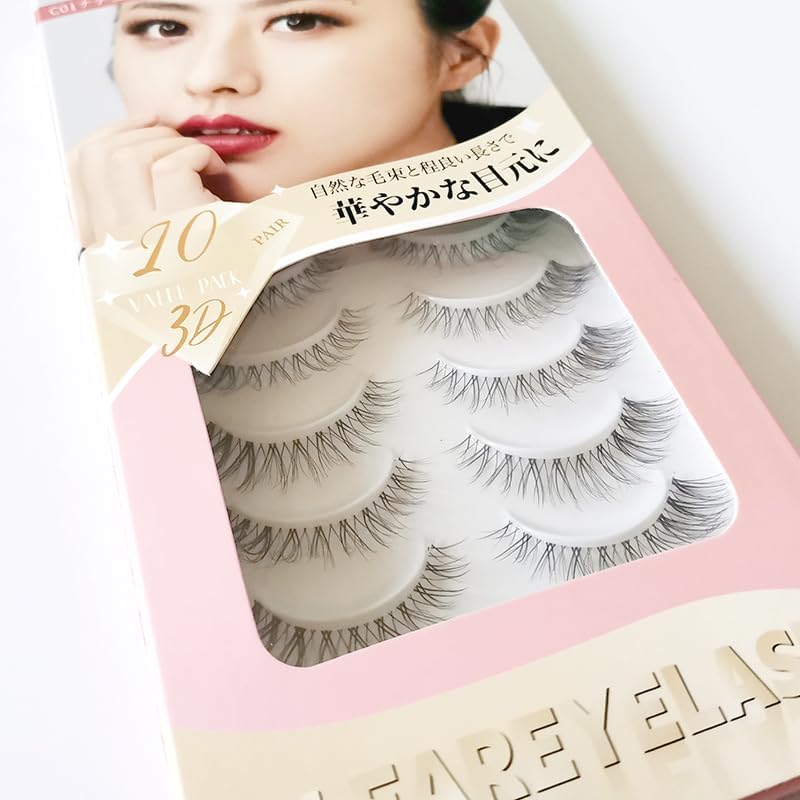 Natural False Eyelashes 3D 3D Matsueku 10 Pairs (C01 Natural Rich)