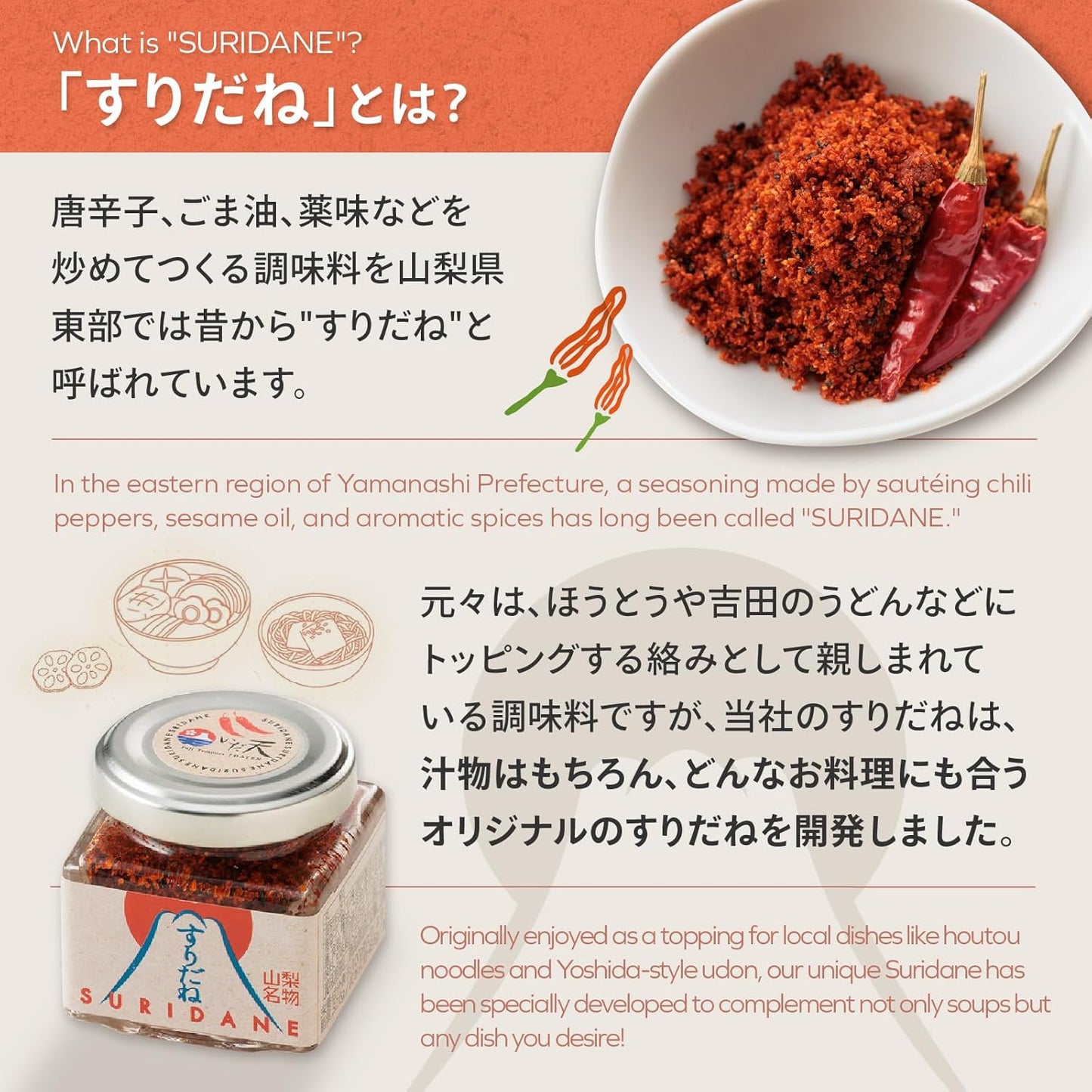 Houto Research Institute Suridane Yamanashi Specialty Seven Spice Chili Spicy Seasoning 80g Bottle