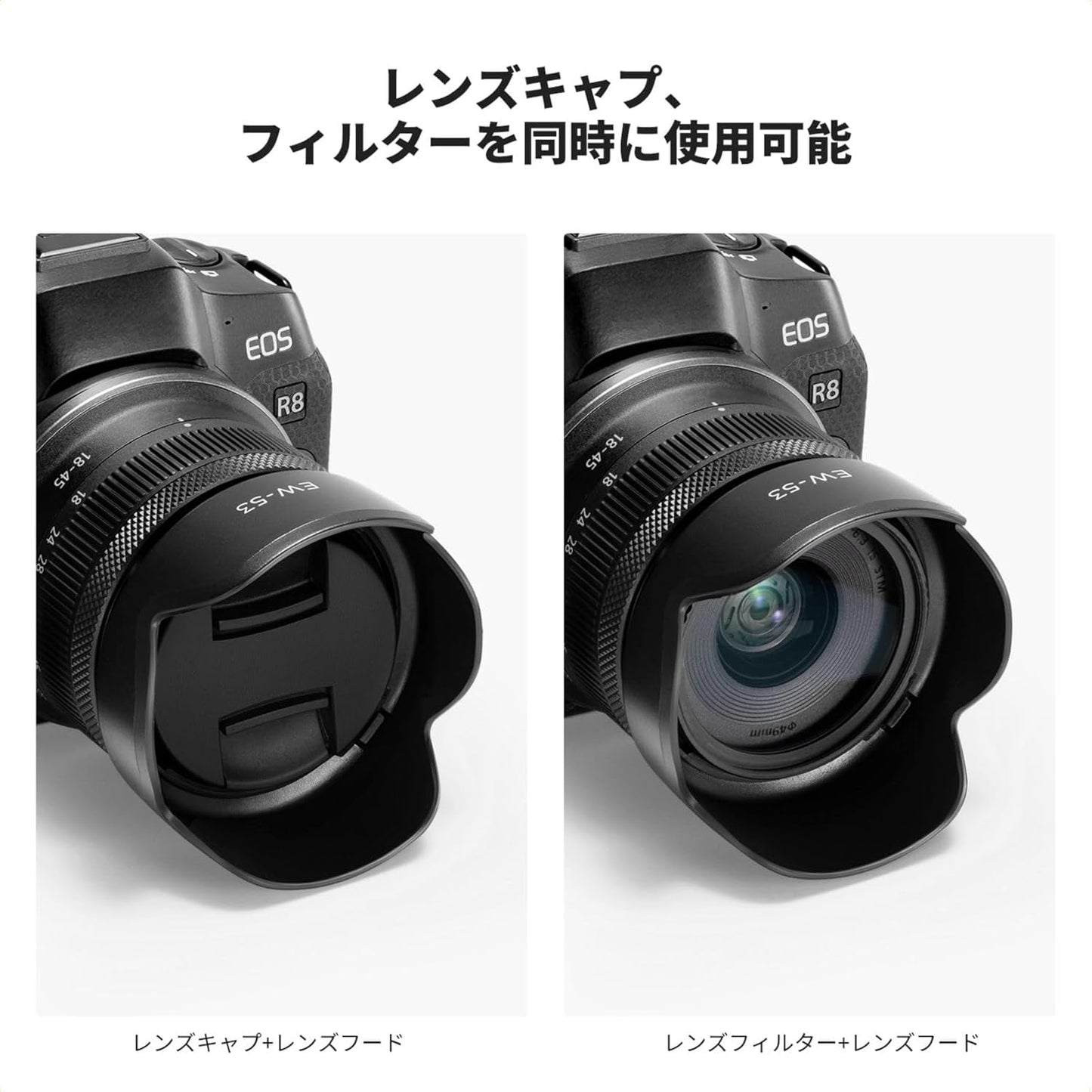 K&F Concept EW-53 Compatible Bayonet Lens Hood for Canon EF-M15-45mm F3.5-6.3 IS STM RF-S18-45mm F4.5-6.3 IS STM Direct Light Protection Improved Image Quality Scratch Resistant Camera Accessories