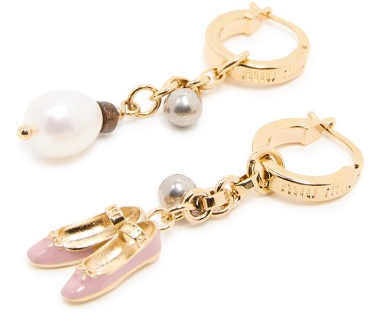 MIU MIU Bead and ballerina golden earrings - Image 4