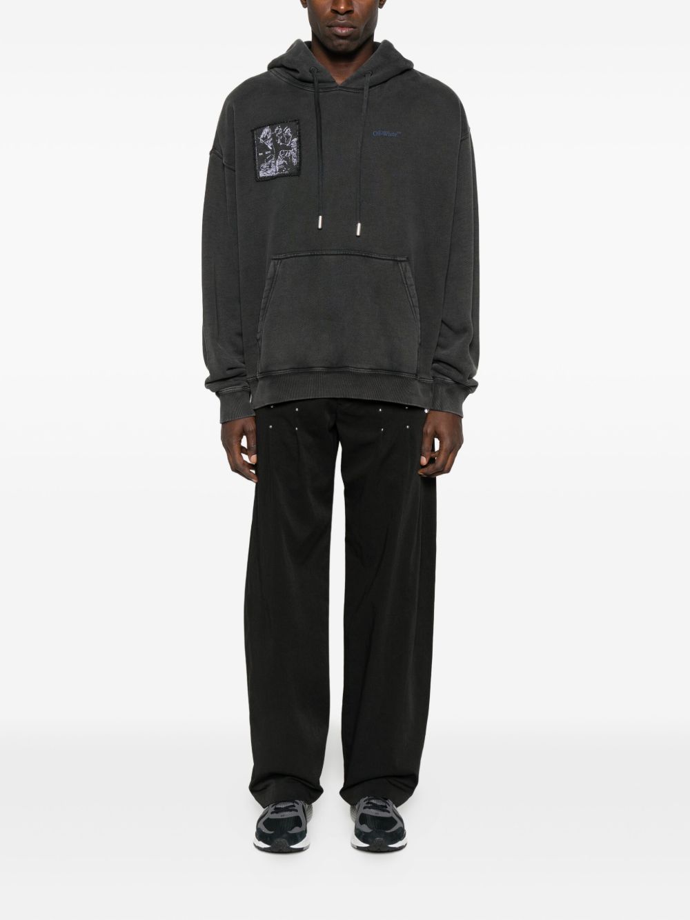 Off Off White Faded Painting Skate Cotton Hoodie - Image 4