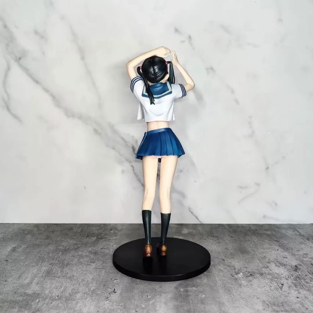 Anime Figure Kantoku Sailor Fukuno no Manaka JK Middle School Service Girl Wife Figure Removable Clothes Cute Double Ponytail Loli Hot Girl Statue Cartoon Character Boxed Toy Model 28cm