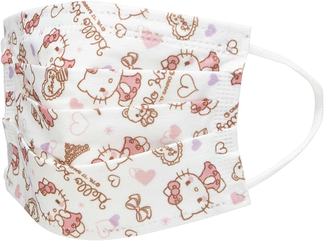 Skater MSKP25-A Non-Woven Mask for Kids, 25 Count, Triple Layer, Boxed, Hello Kitty Sanrio